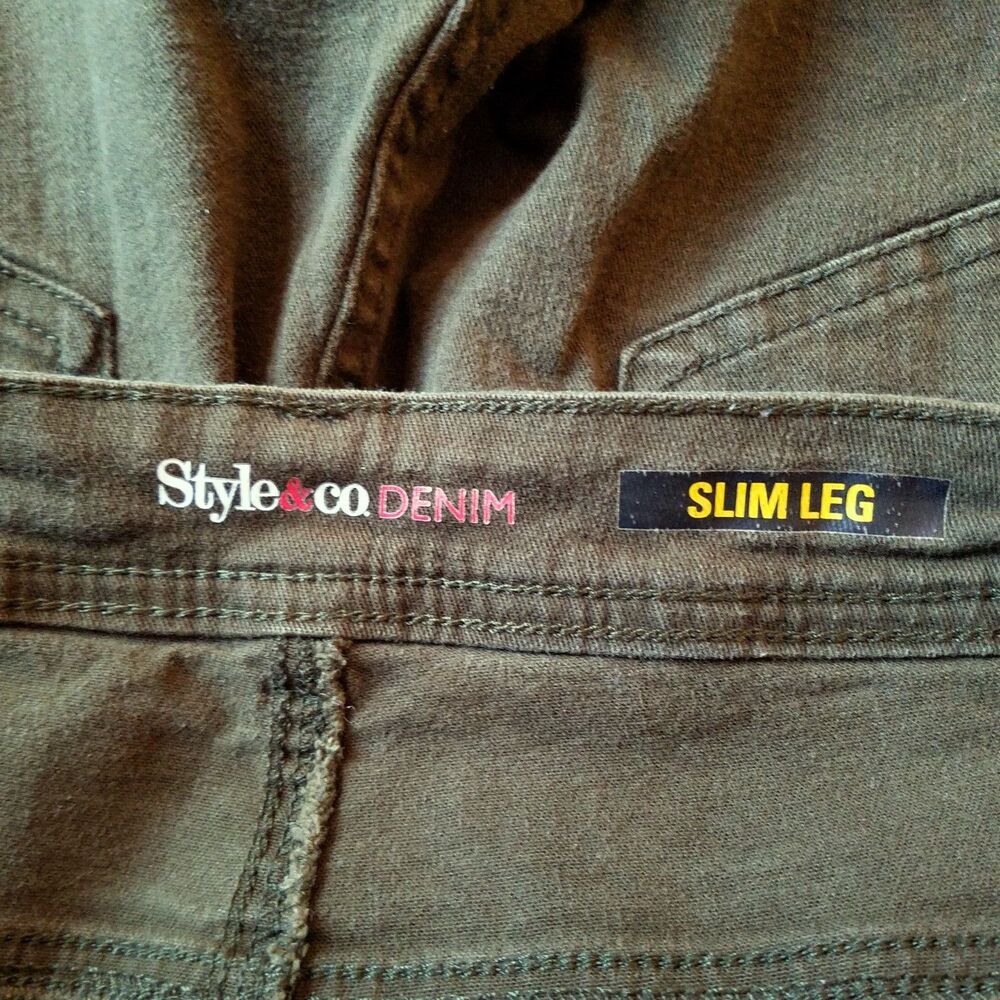 Style & Co. Jeans Women’s 22W Olive Green Slim Leg Stretch Denim - Picture 4 of 5